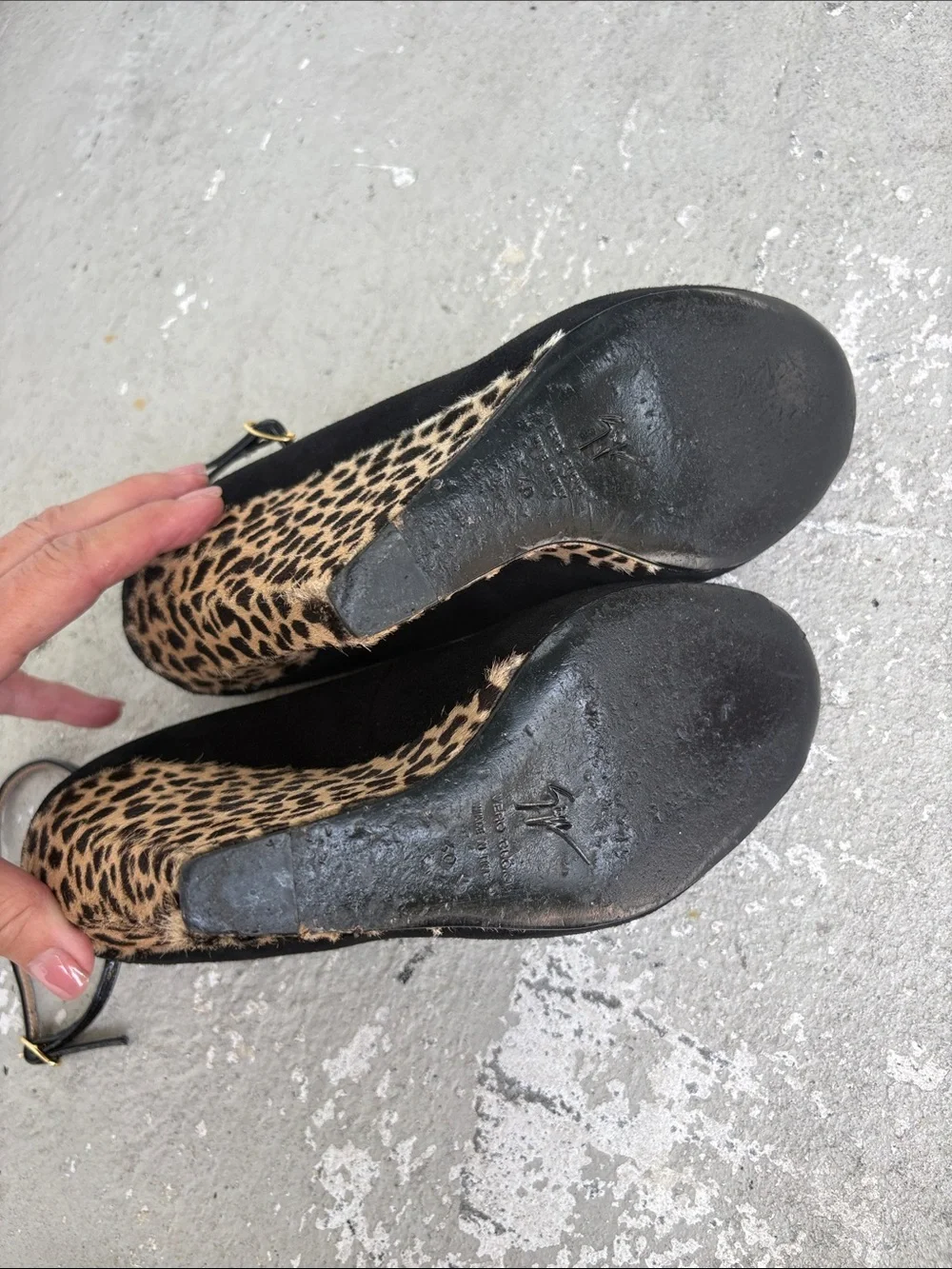 Giuseppe Zanotti suede and pony hair leopard wedges